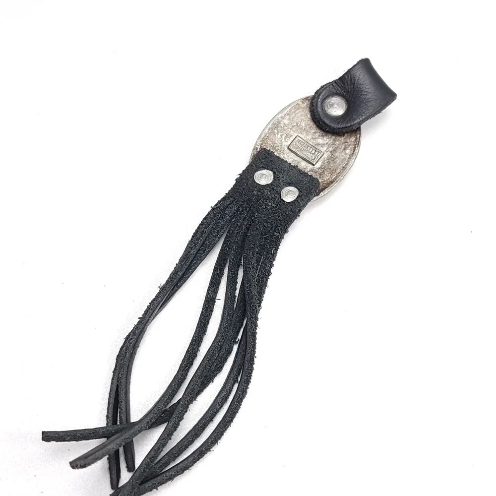 Vtg HARLEY-DAVIDSON MOTOR CYCLES‎ Black Leater Fringe Tassle Key Chain No Ring